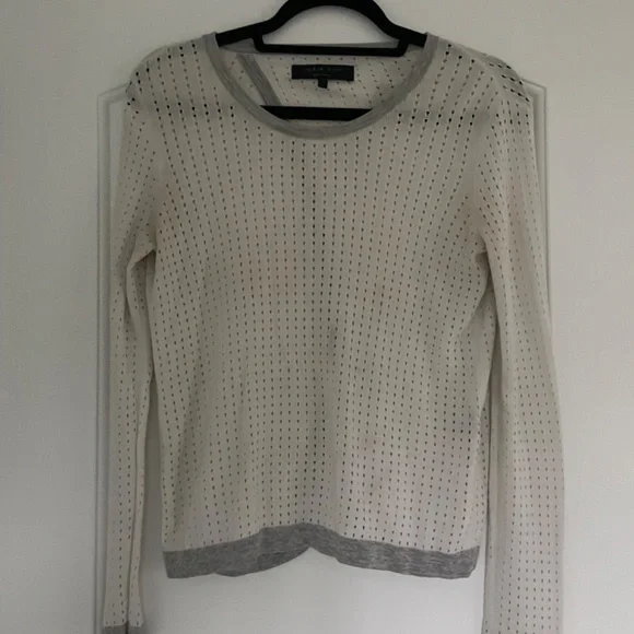 RAG & BONE ARIANA PERFORATED WHITE/GRAY SWEATER XS! - Picture 3 of 9